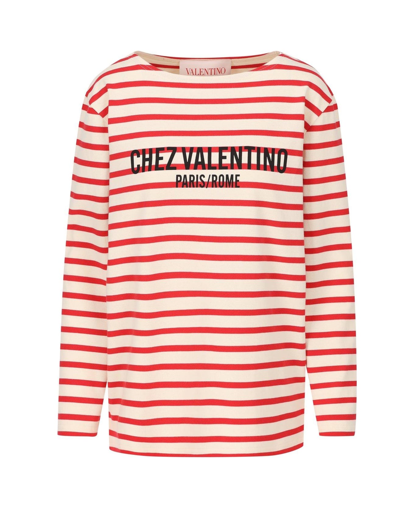 Valentino Garavani Striped Crewneck Top - AVORIOROSSO