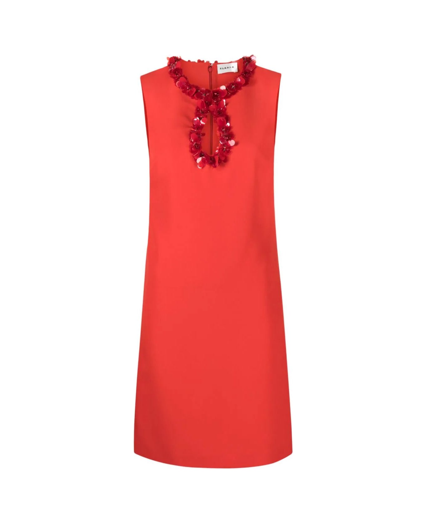 Parosh Sleeveless Mini Dress With Paillettes - Orange