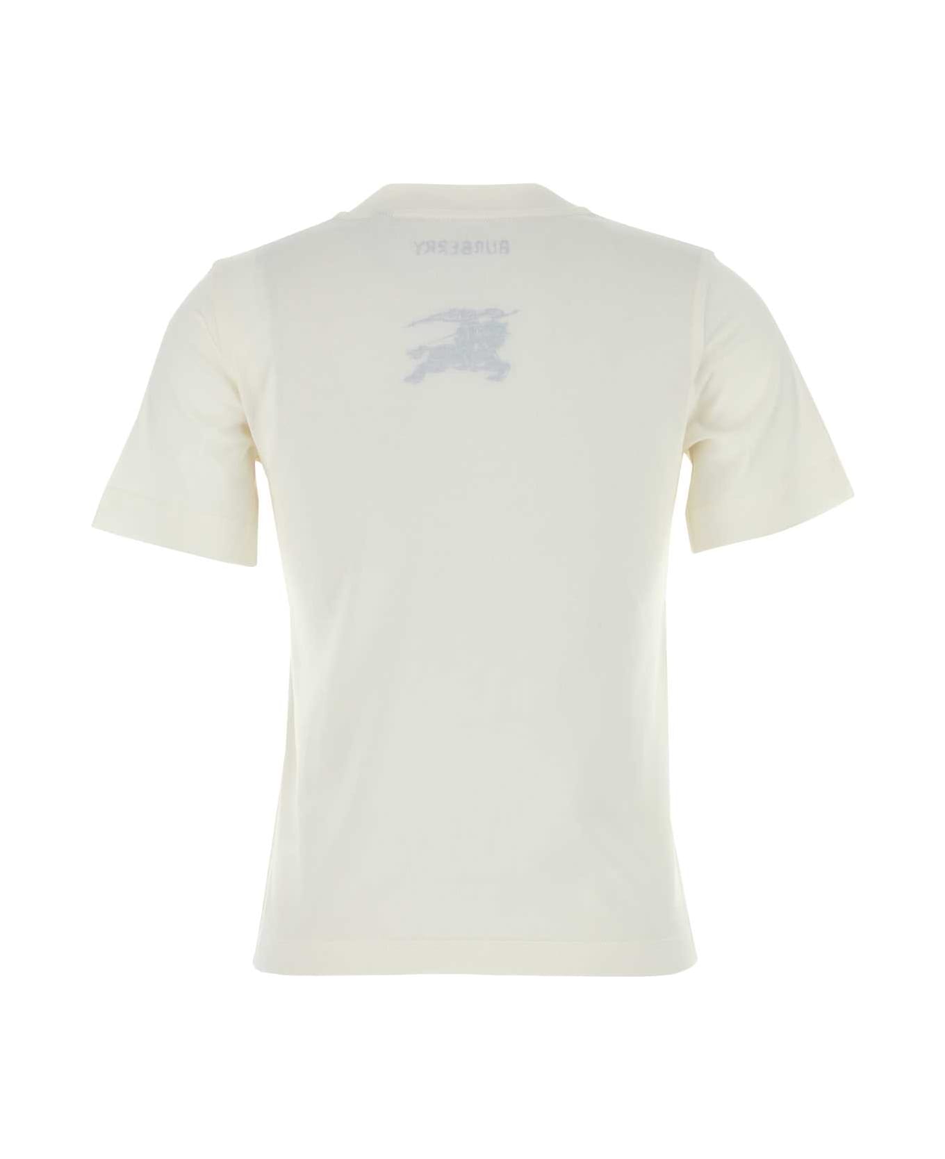 Burberry White Cotton T-shirt - CHALK