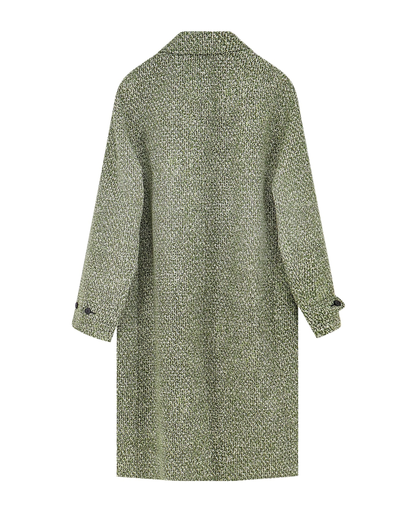 Gucci Double-breasted Poplin Coat With Bouclé Print - GREEN/WHITE/MC