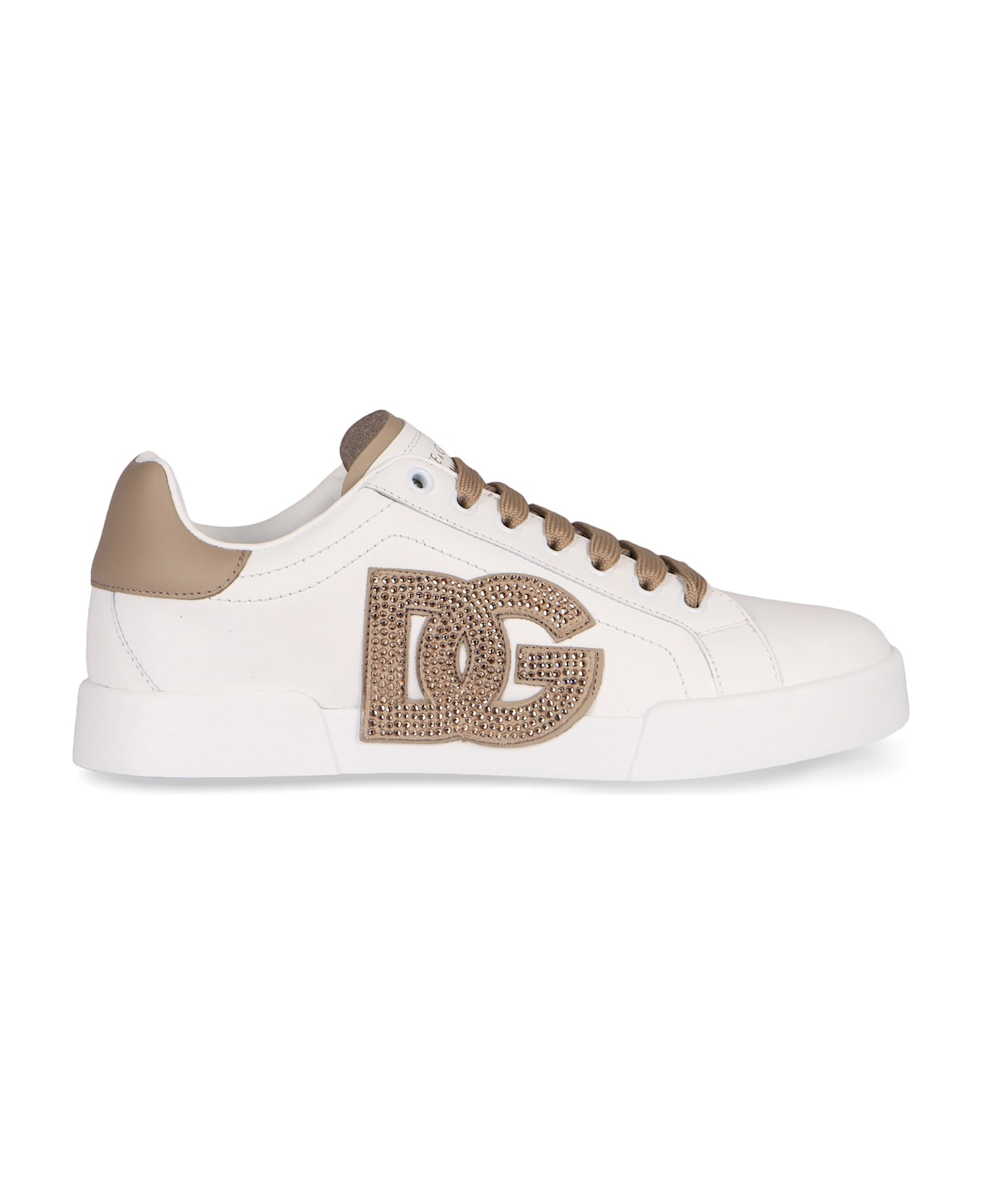 Dolce & Gabbana Portofino Leather Sneakers - White