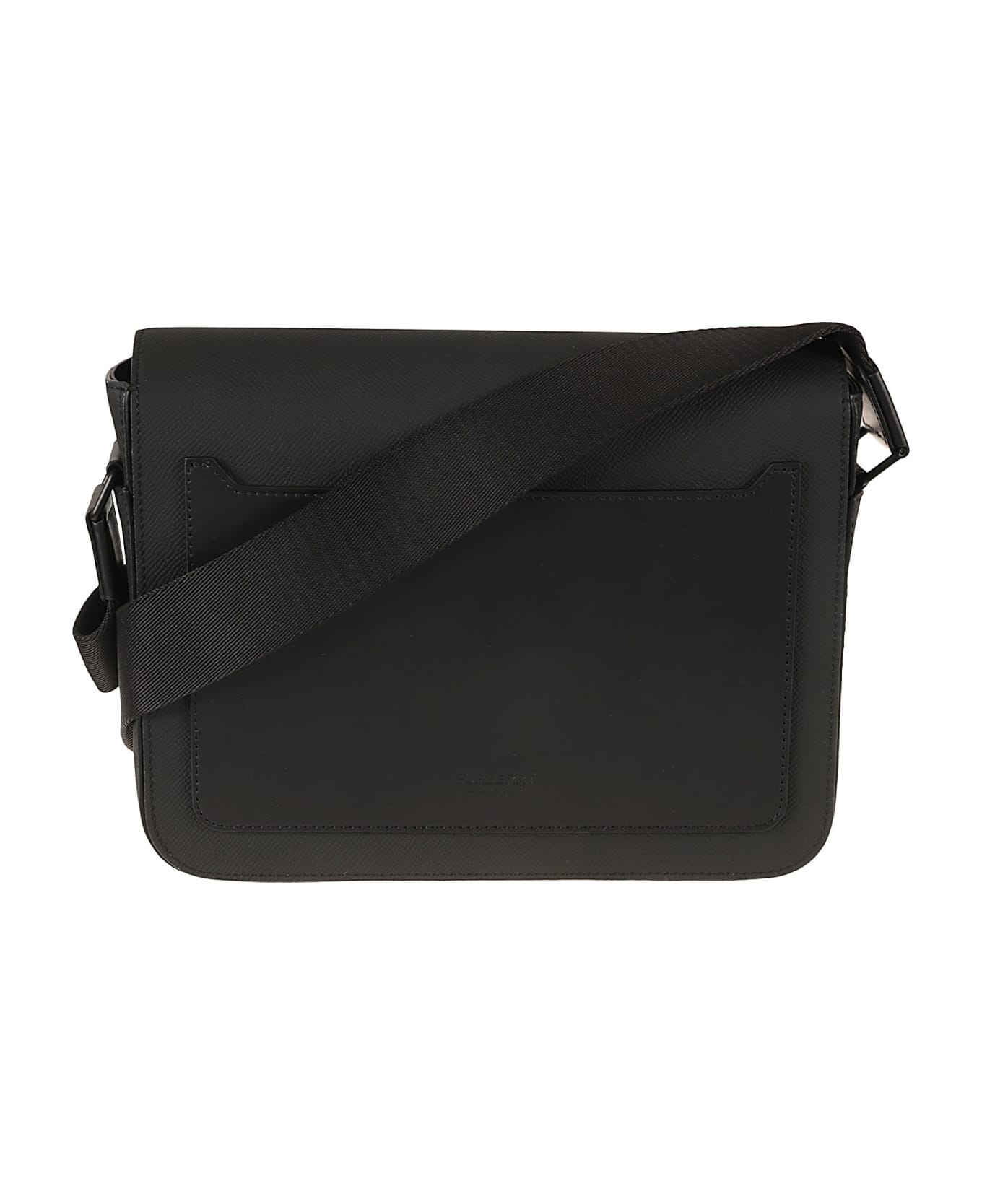Burberry Logo Flap Shoulder Bag - Black