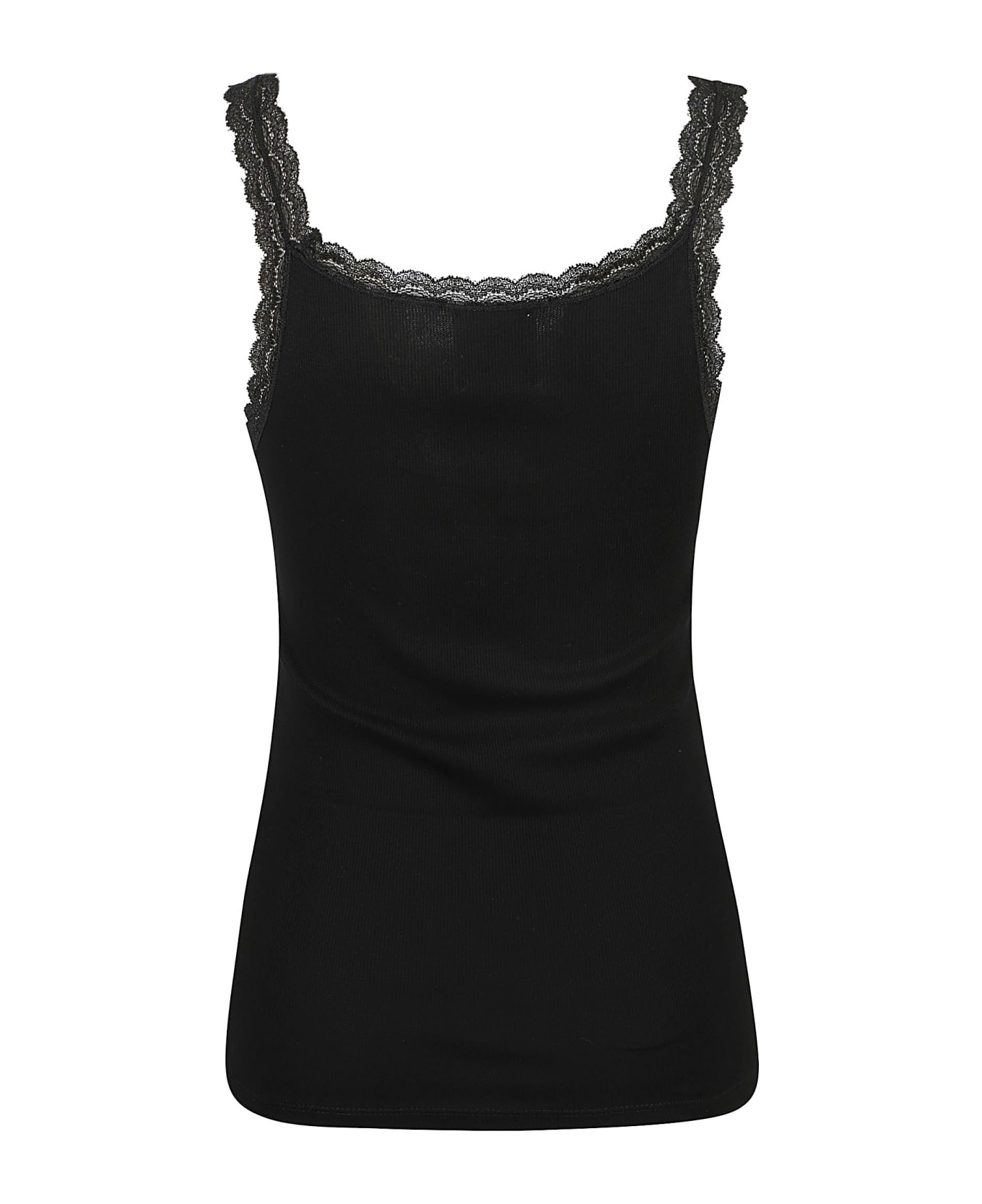 Allude Floral Laced Tank Top - Black