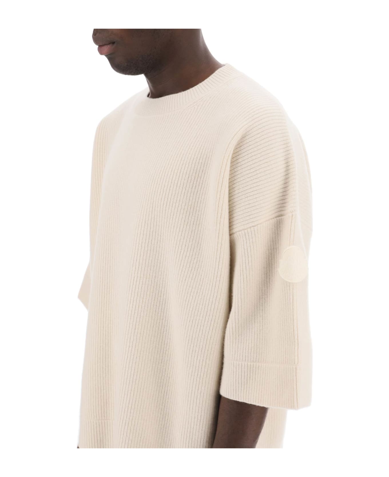Moncler Short-sleeved Wool Sweater - WHITE (White)