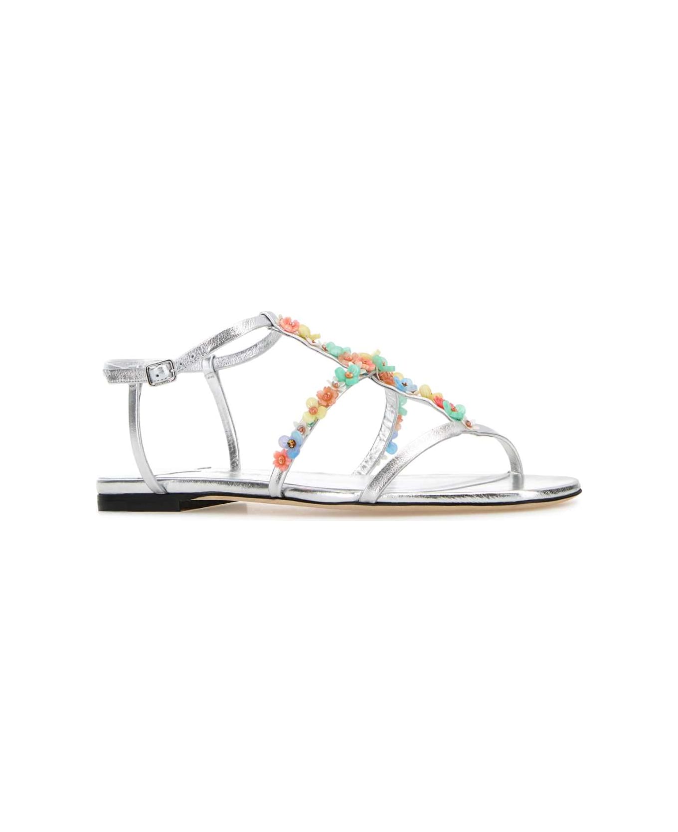 Jimmy Choo Silver Nappa Leather Daisy Sandals - SILVERMULTI