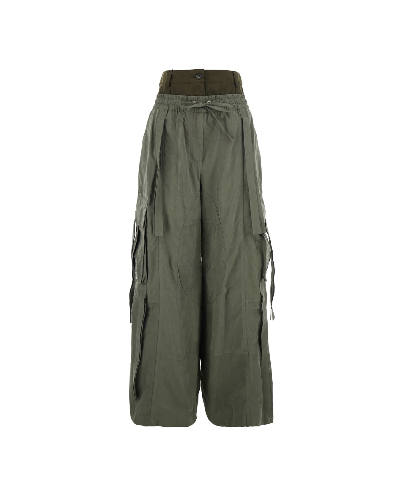 Dolce 
Gabbana Green Cargo Pants With Elasticated Double Waist In Cotton Blend Woman - Green