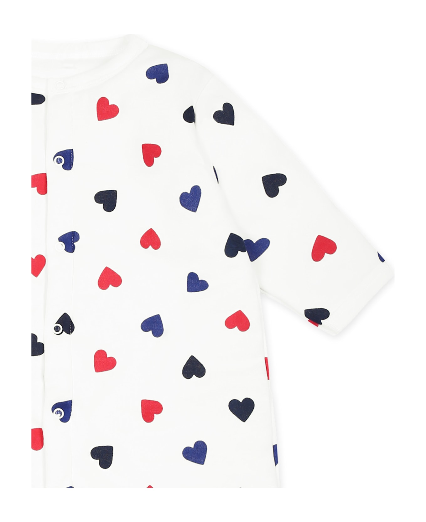 Petit Bateau White Babygrow For Babykids With Hearts - White