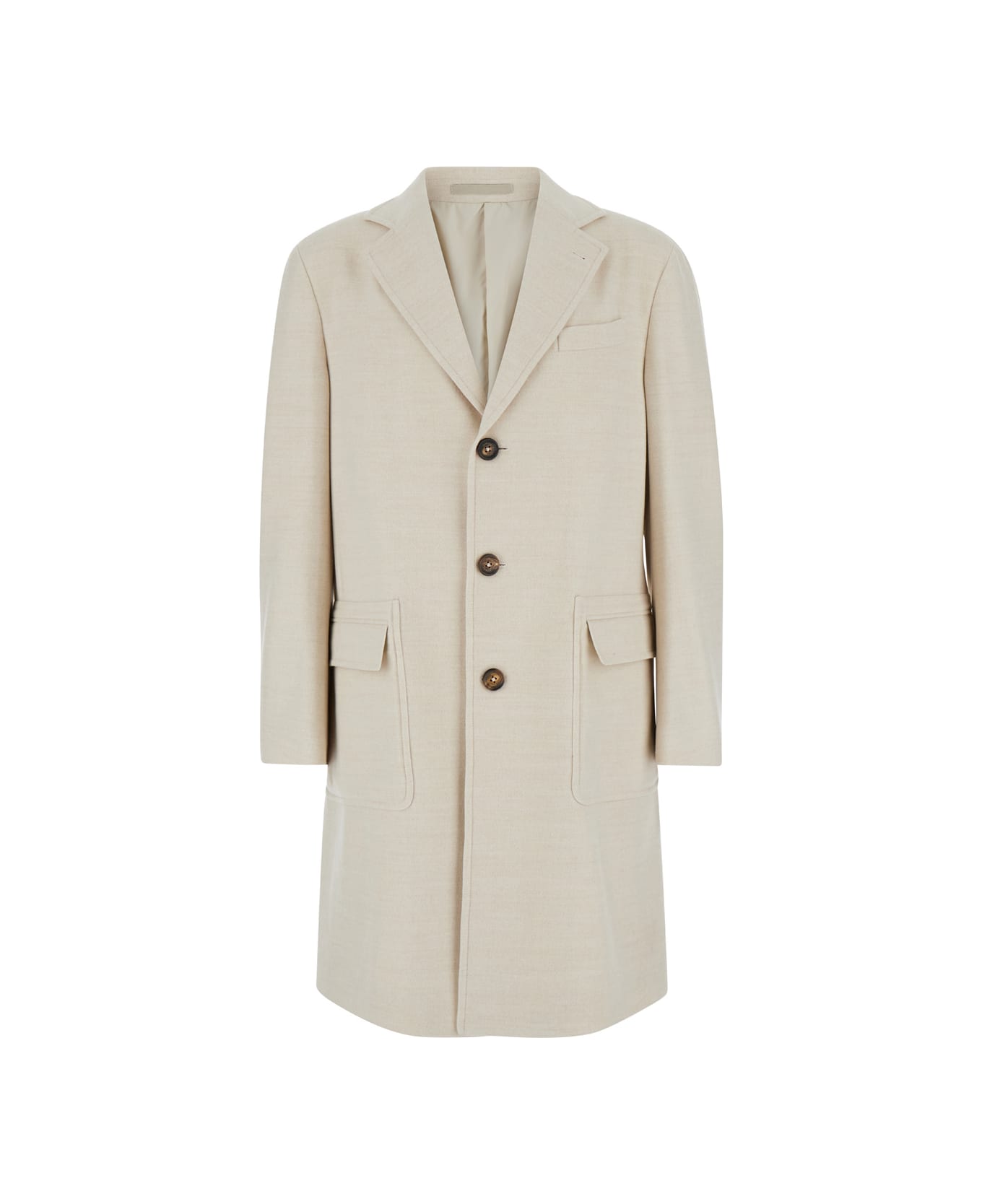 Eleventy White Single-breasted Coat With Notched Revers In Wool Man - White