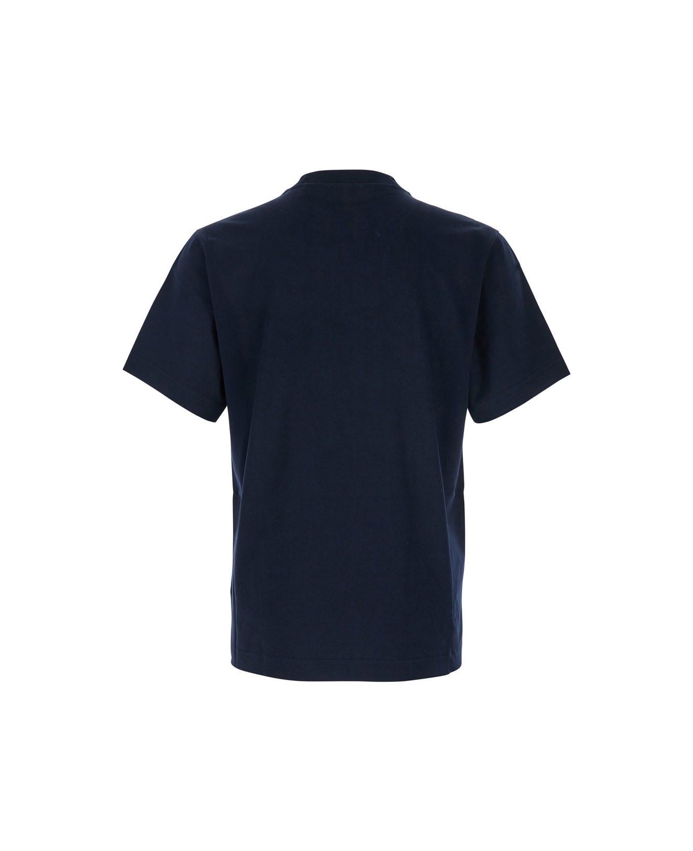 Burberry Blue Crewneck T-shirt With Ekd Embroidery On The Front In Cotton Man - Blu