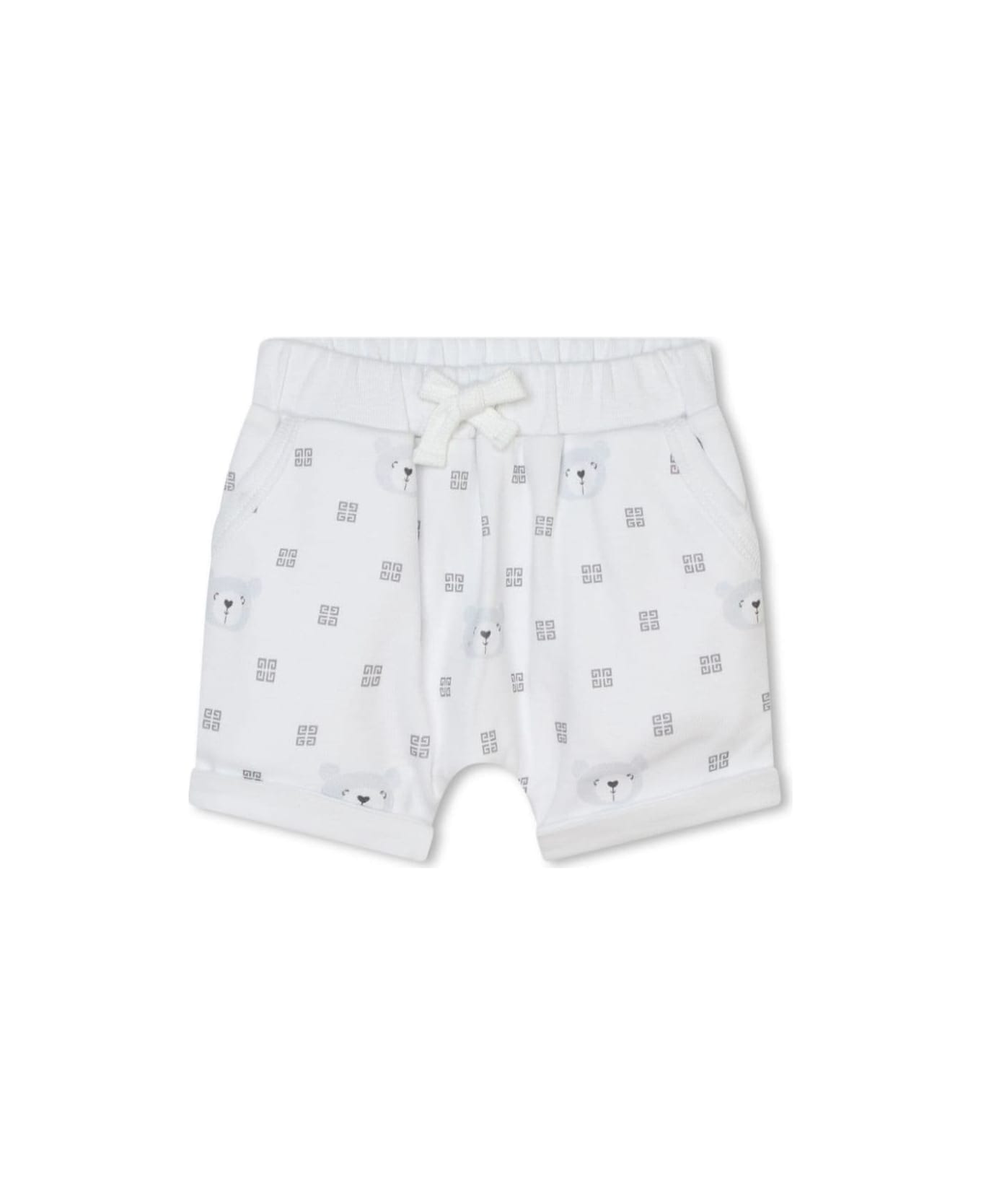 Givenchy White T-shirt, Shorts And Bandana Set With Teddy Bear Print In Cotton Baby - White ボディスーツ＆セットアップ