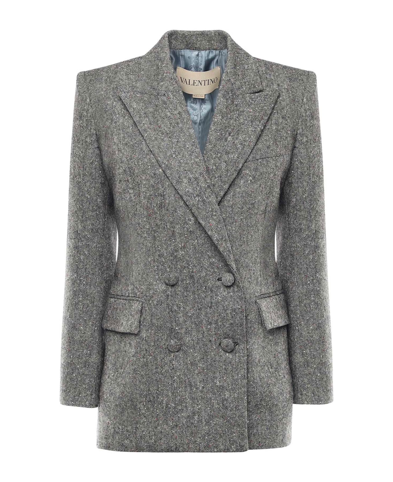 Valentino Garavani Double-breasted Natte
 Buttoned Blazer - IVORY, black