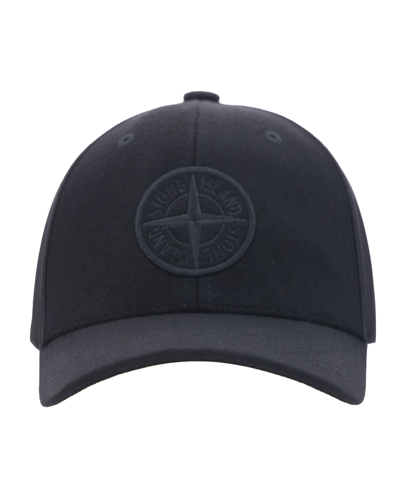 Stone Island Black Flannel Baseball Hat - Black
