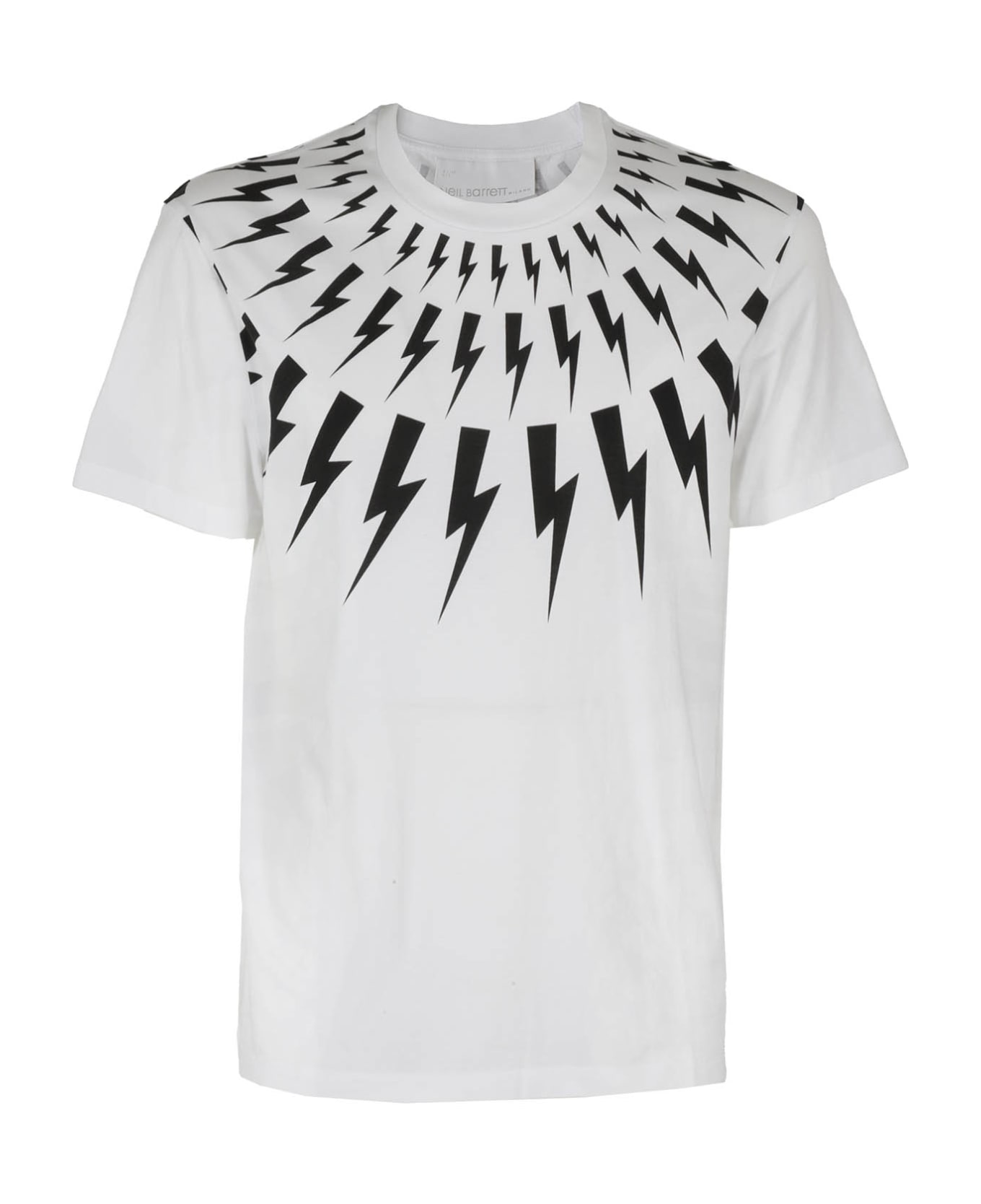Neil Barrett Fairisle Thunderbolt Slim T-shirt - White Black シャツ