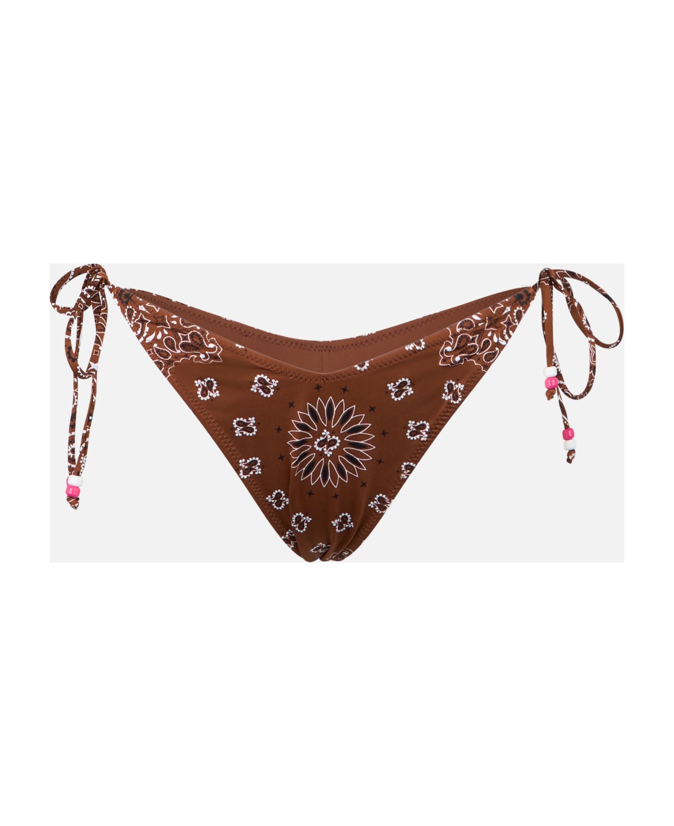 MC2 Saint Barth Woman Cheeky Swim Briefs With Bandanna Print - BROWN