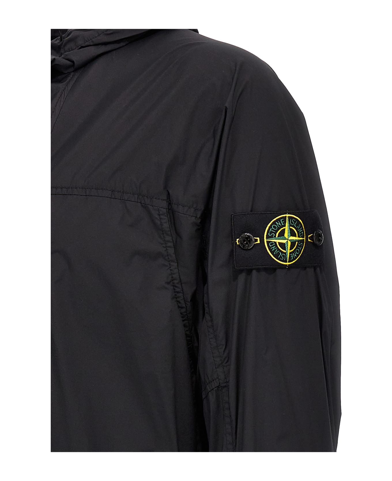 Stone Island Waterproof Jacket With Logo - black