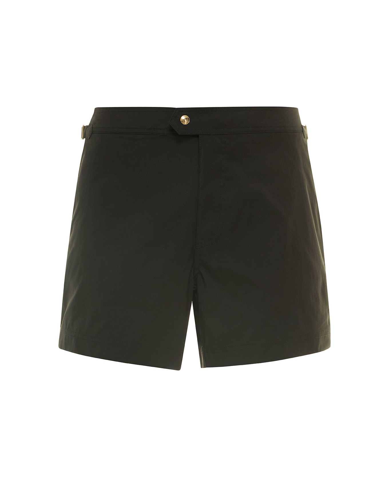 Tom Ford Black Swim Shorts With Side Buckle In Polyester Man - BLACK