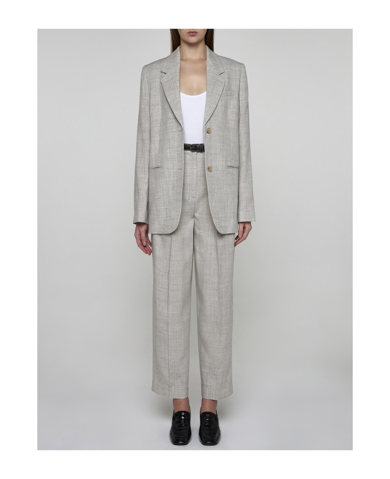 Totême Viscose And Linen-blend Tailored Blazer - Grey