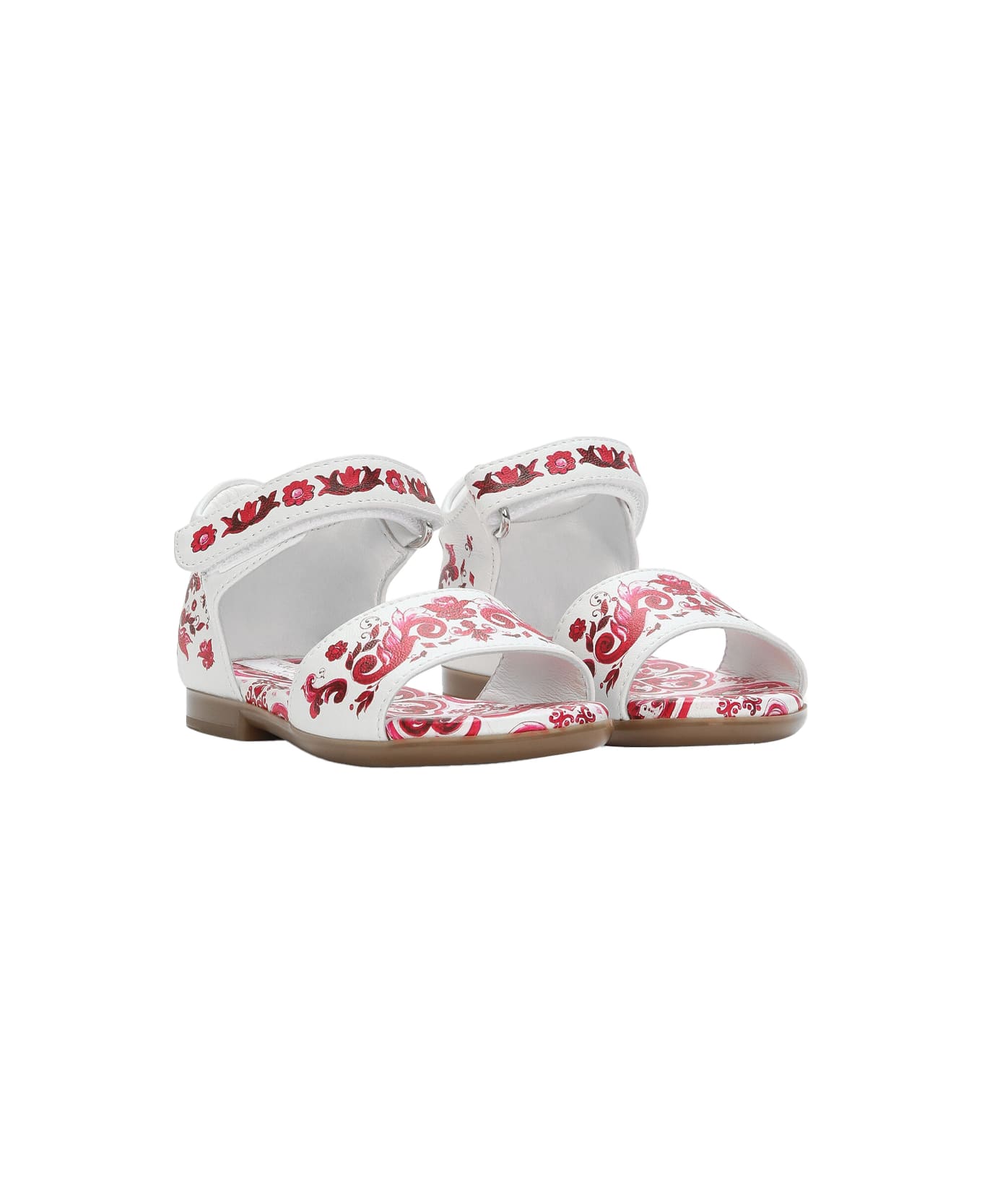 Dolce & Gabbana First Steps Sandal With Fuchsia Majolica Print - Pink