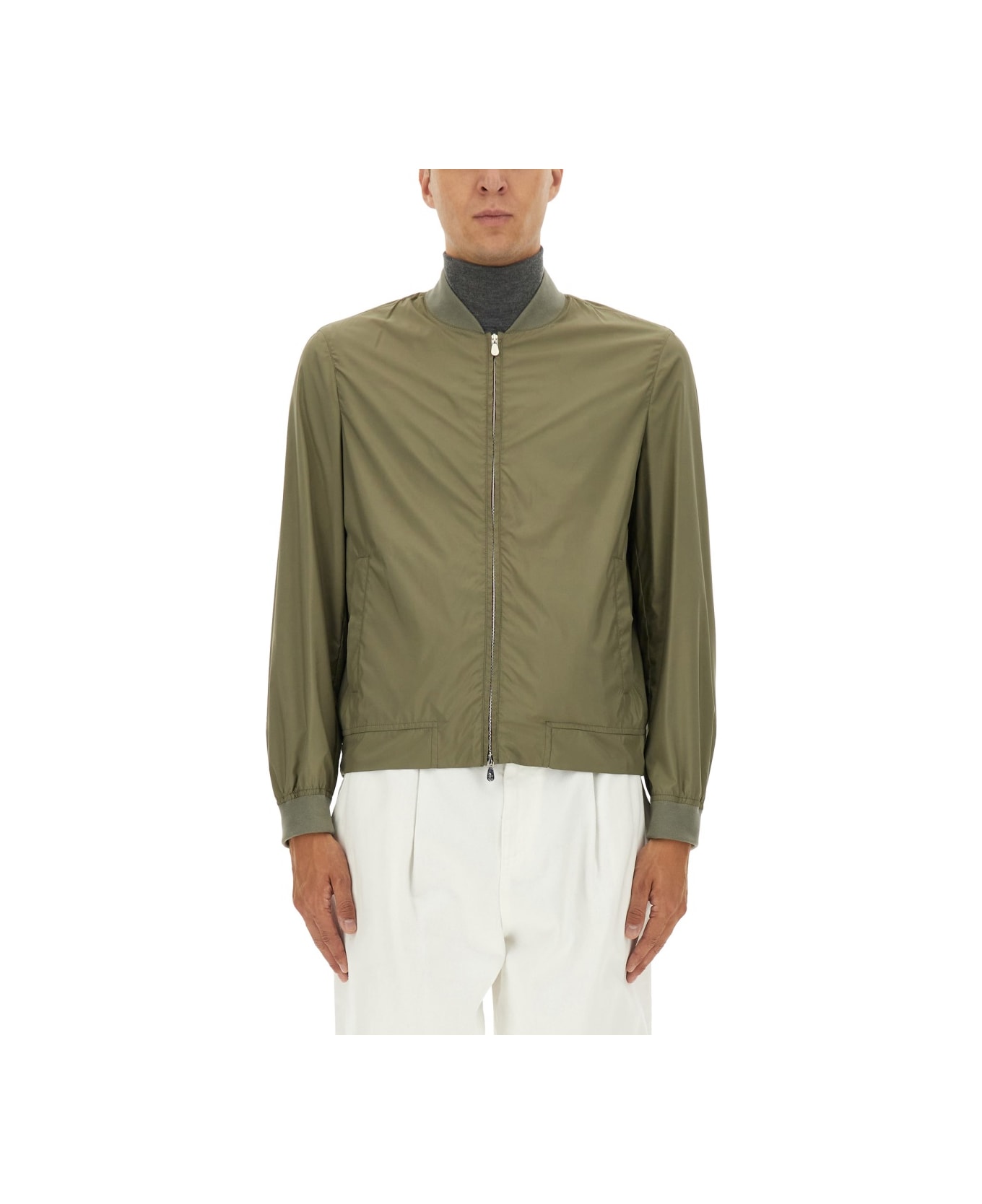 Brunello Cucinelli Bomber With Zip - BROWN