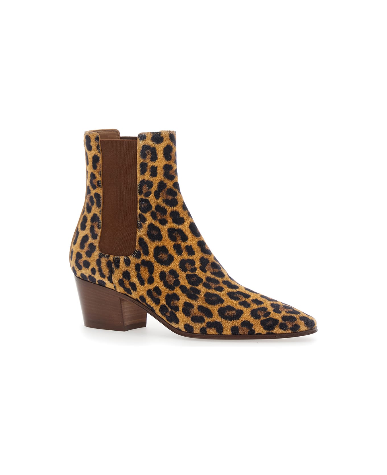 Casadei Brown Ankle Boots With All-over Leopard Print In Leather Blend Woman - Brown