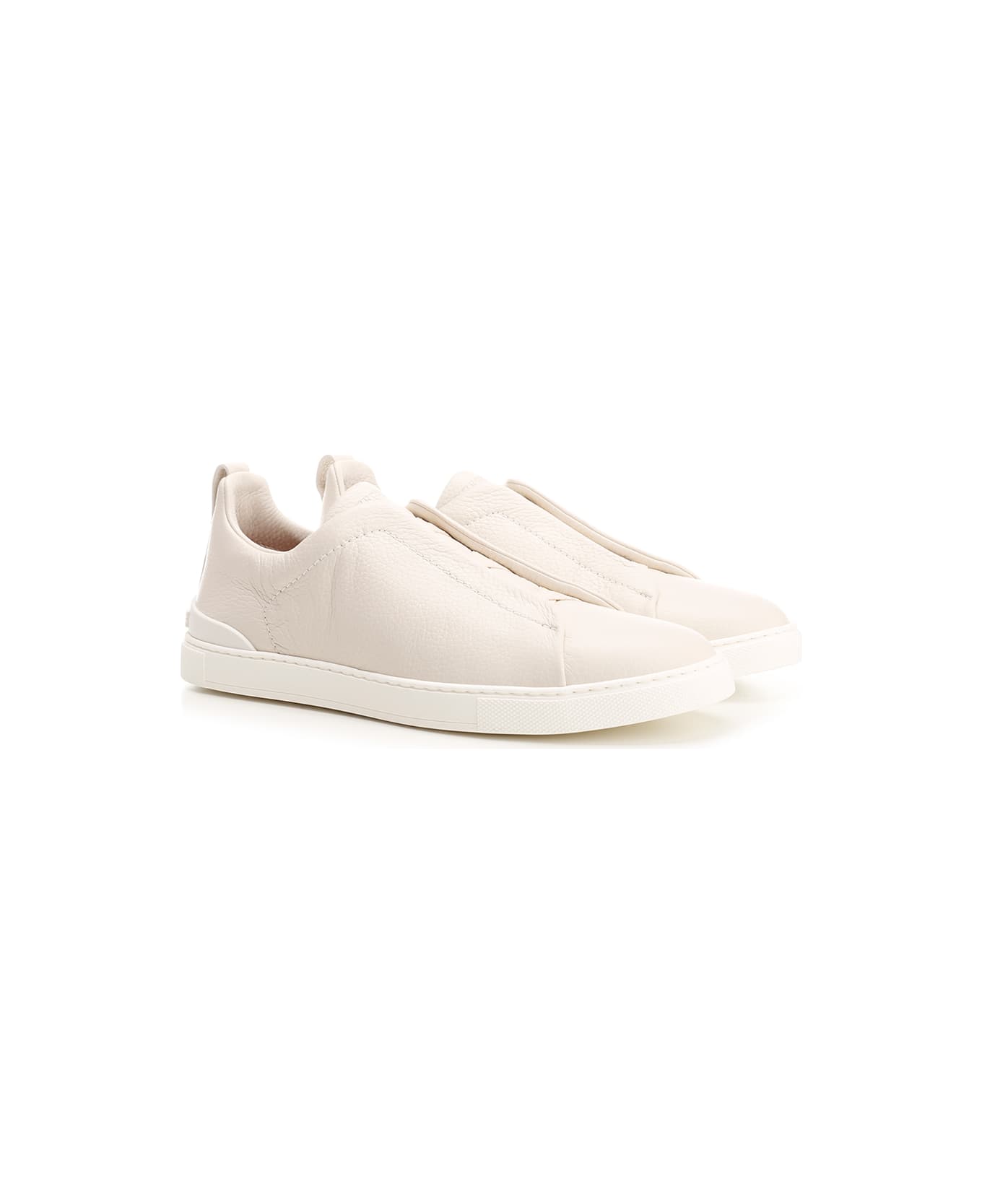 Zegna 'triple Stitch' Low Top Sneakers - White