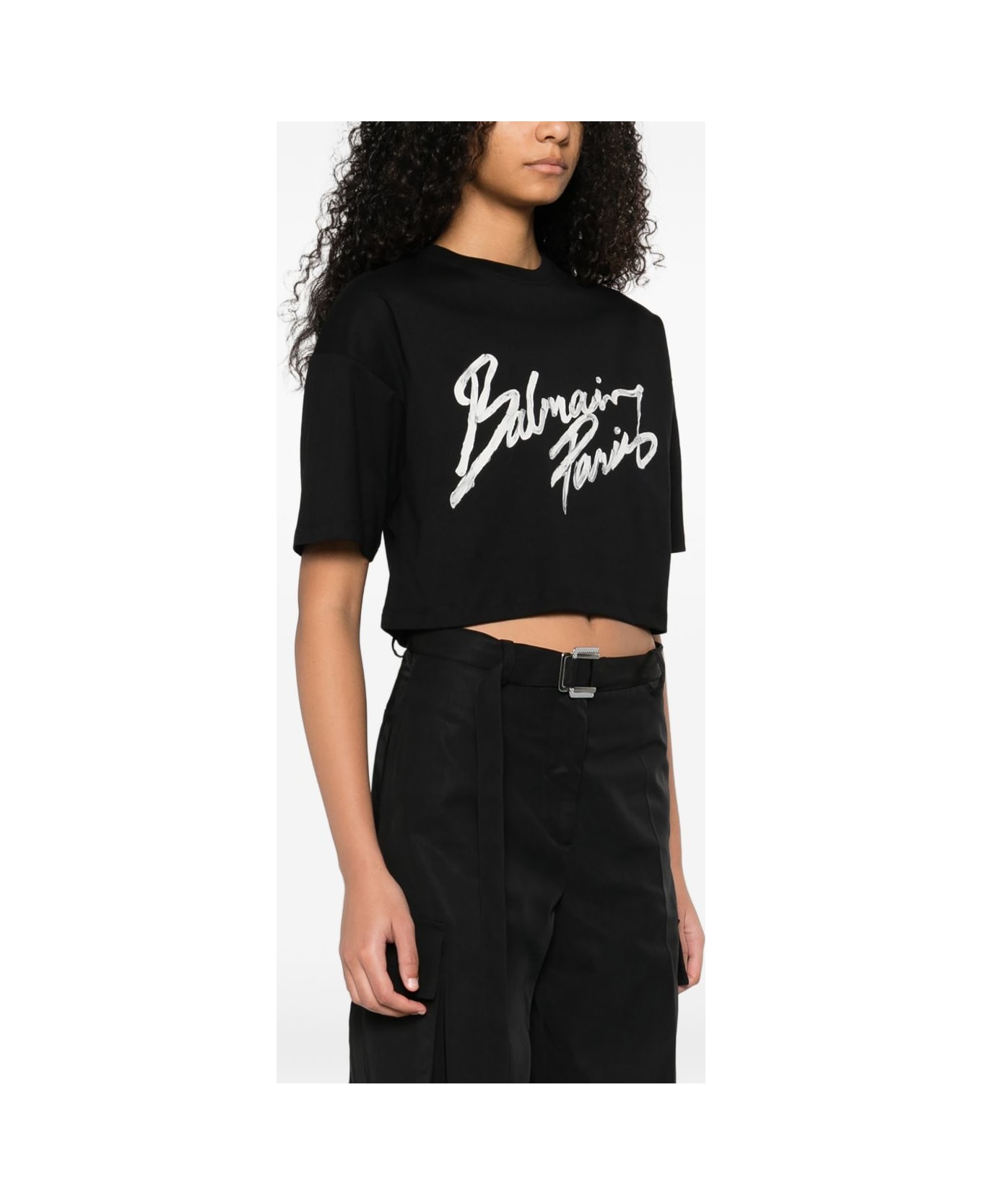 Balmain Logo Cotton T-shirt - Black