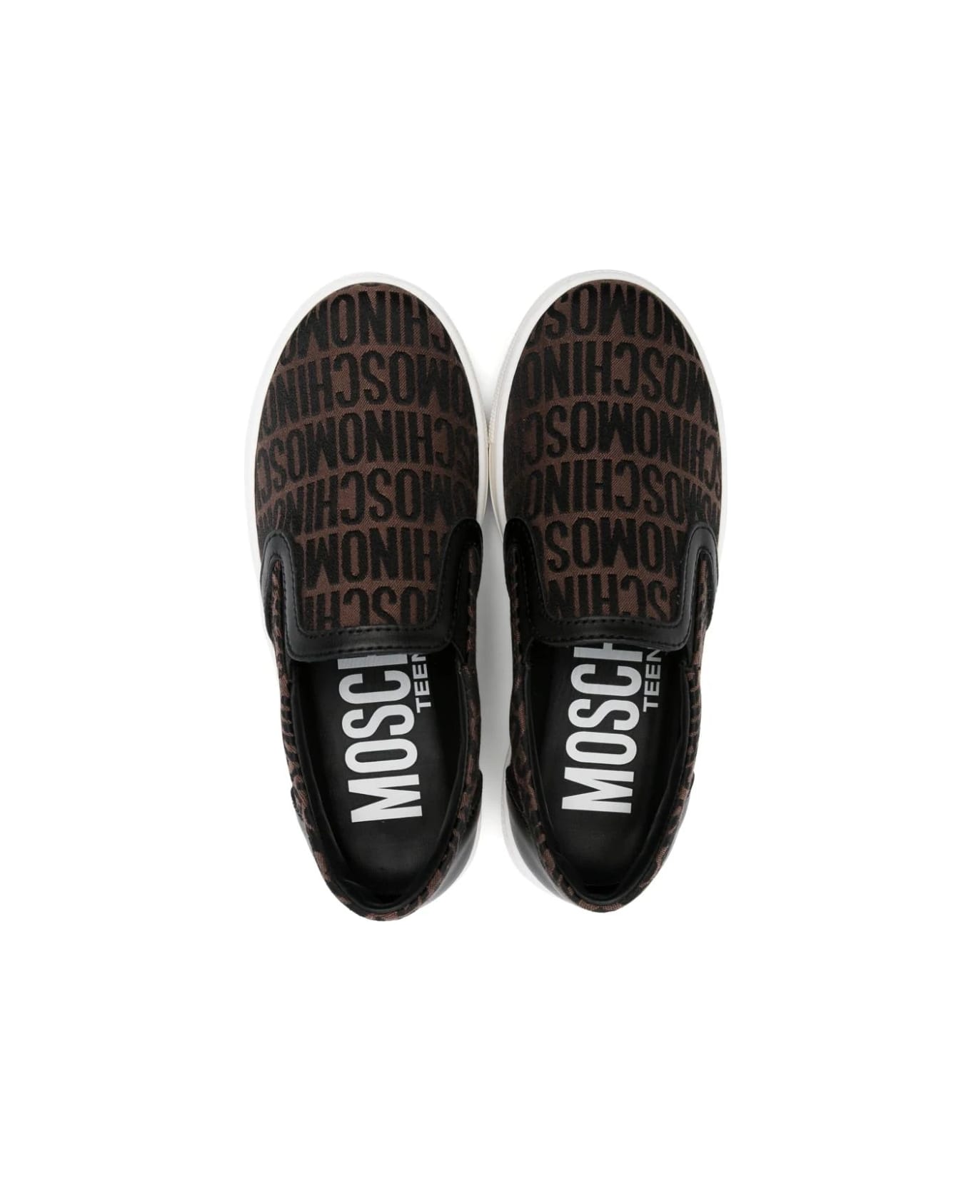 Moschino Sneakers With Embroidery - Brown