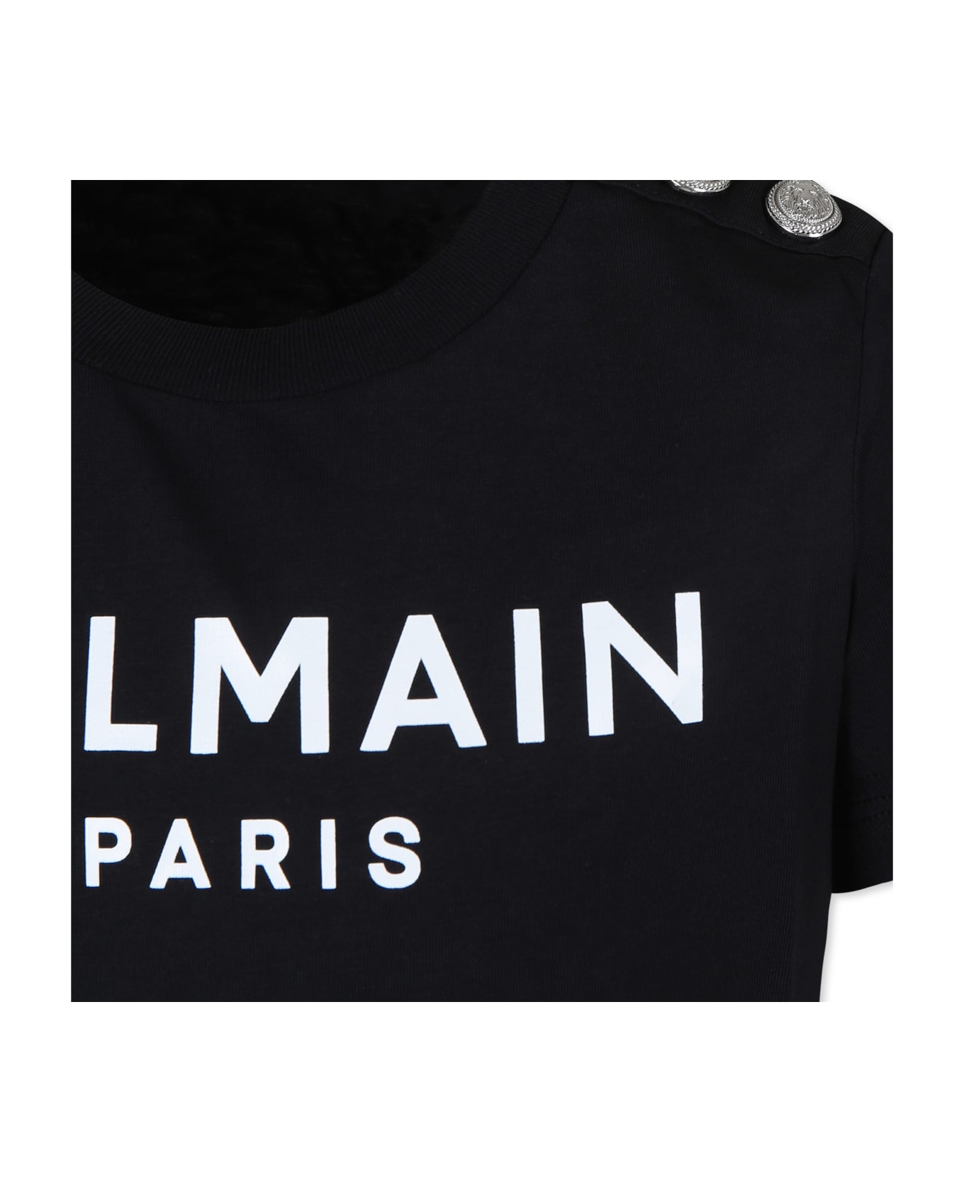 Balmain Black T-shirt For Kids With Logo - Black
