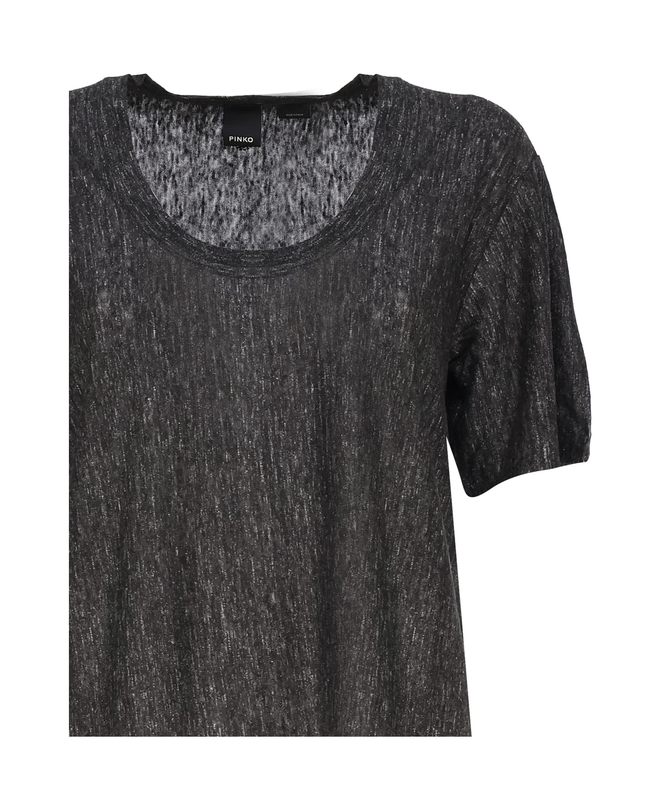 Pinko T-shirt In Fluid Linen - Black Tシャツ
