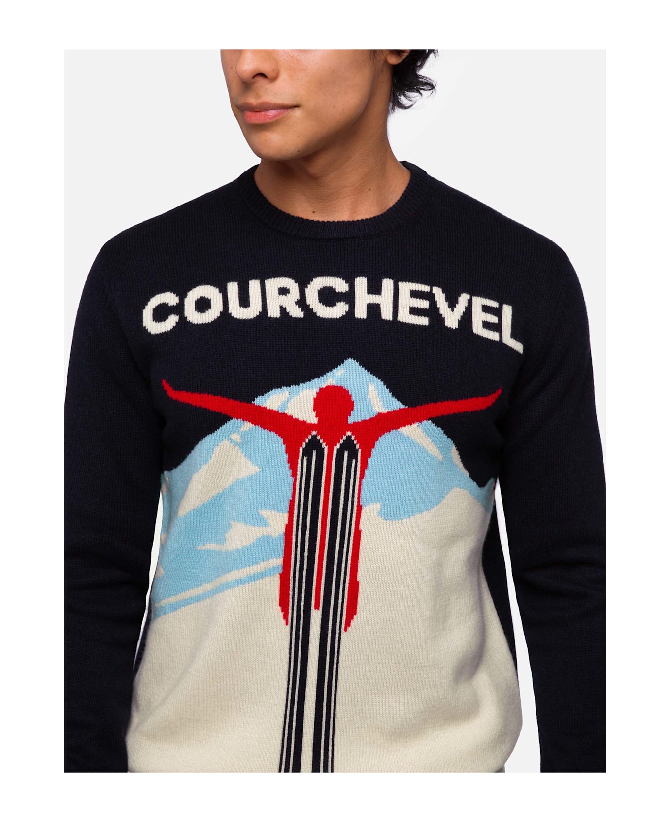 MC2 Saint Barth Sweater Heron With Courchevel Postcard Jacquard - BLUE