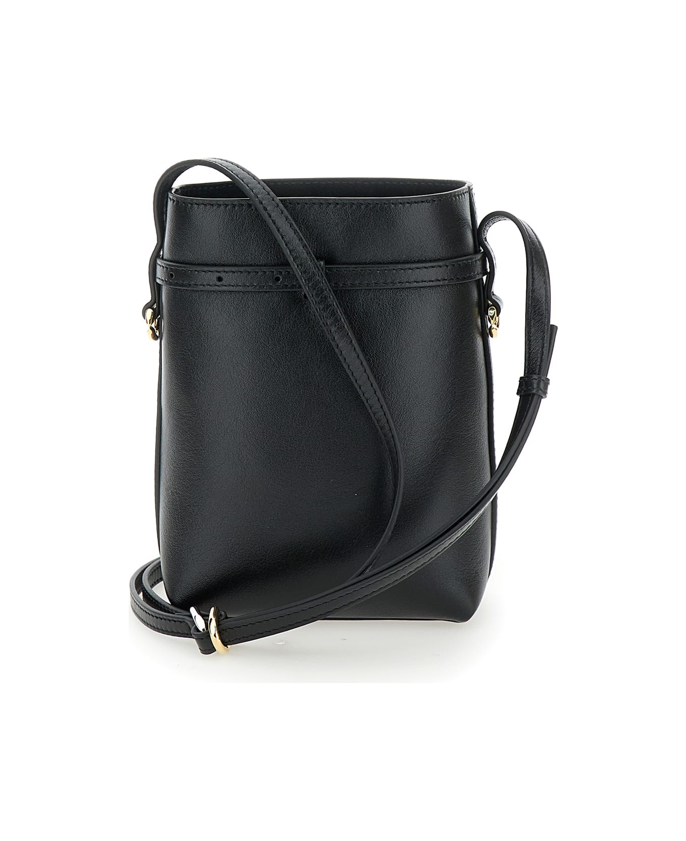 Givenchy 
voyou
 Black Crossbody Bag With Laminated Logo And Buckle In Leather Woman - Black
