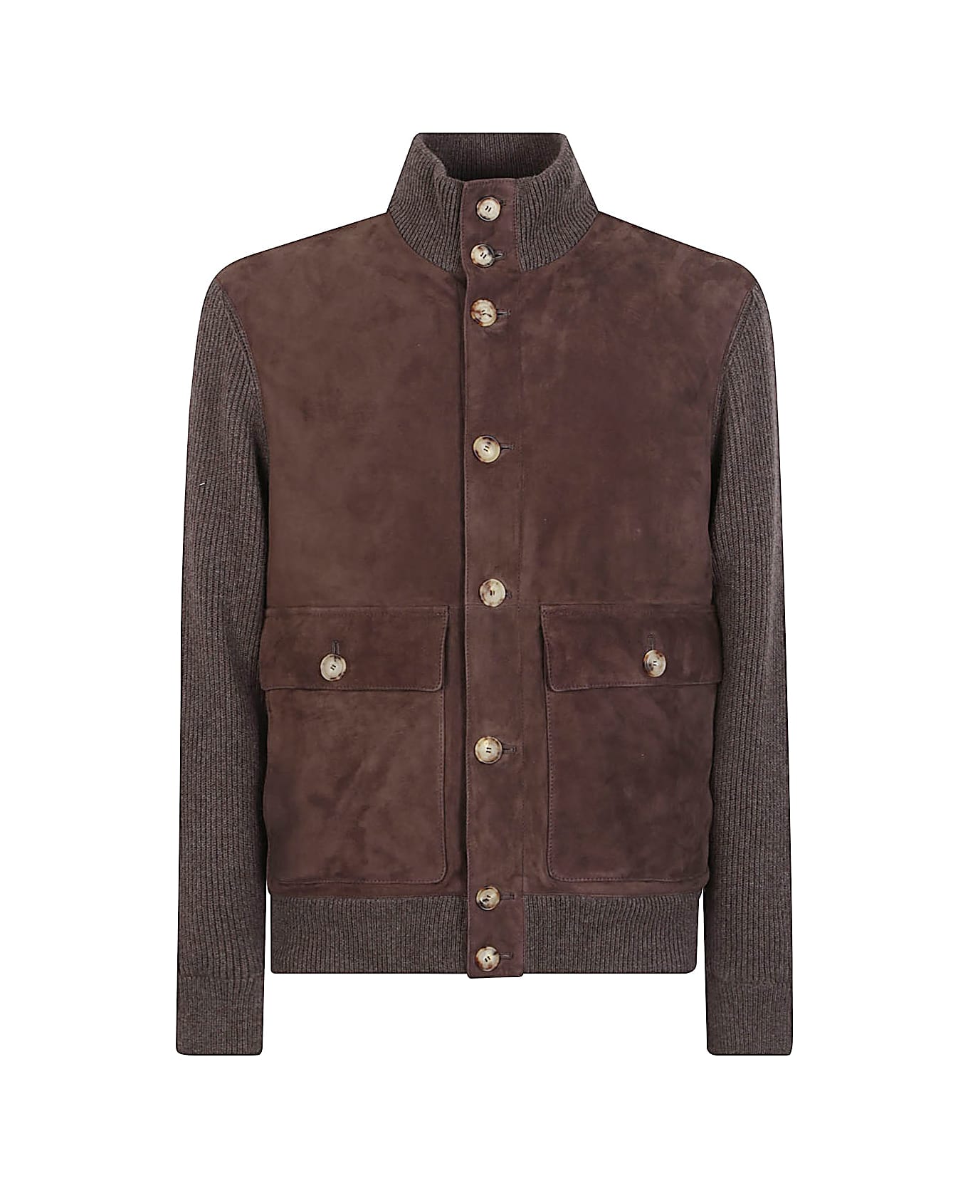 Brunello Cucinelli Leather Bomber Jacket - Brown