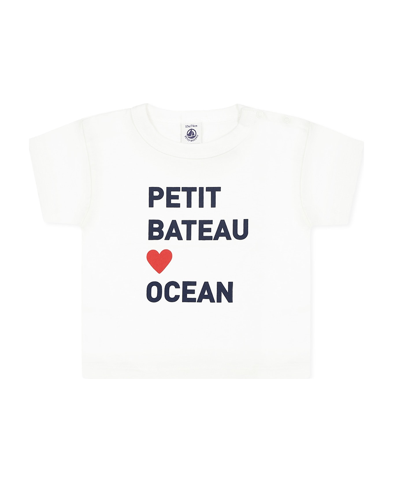 Petit Bateau White T-shirt For Babykids With Logo - White