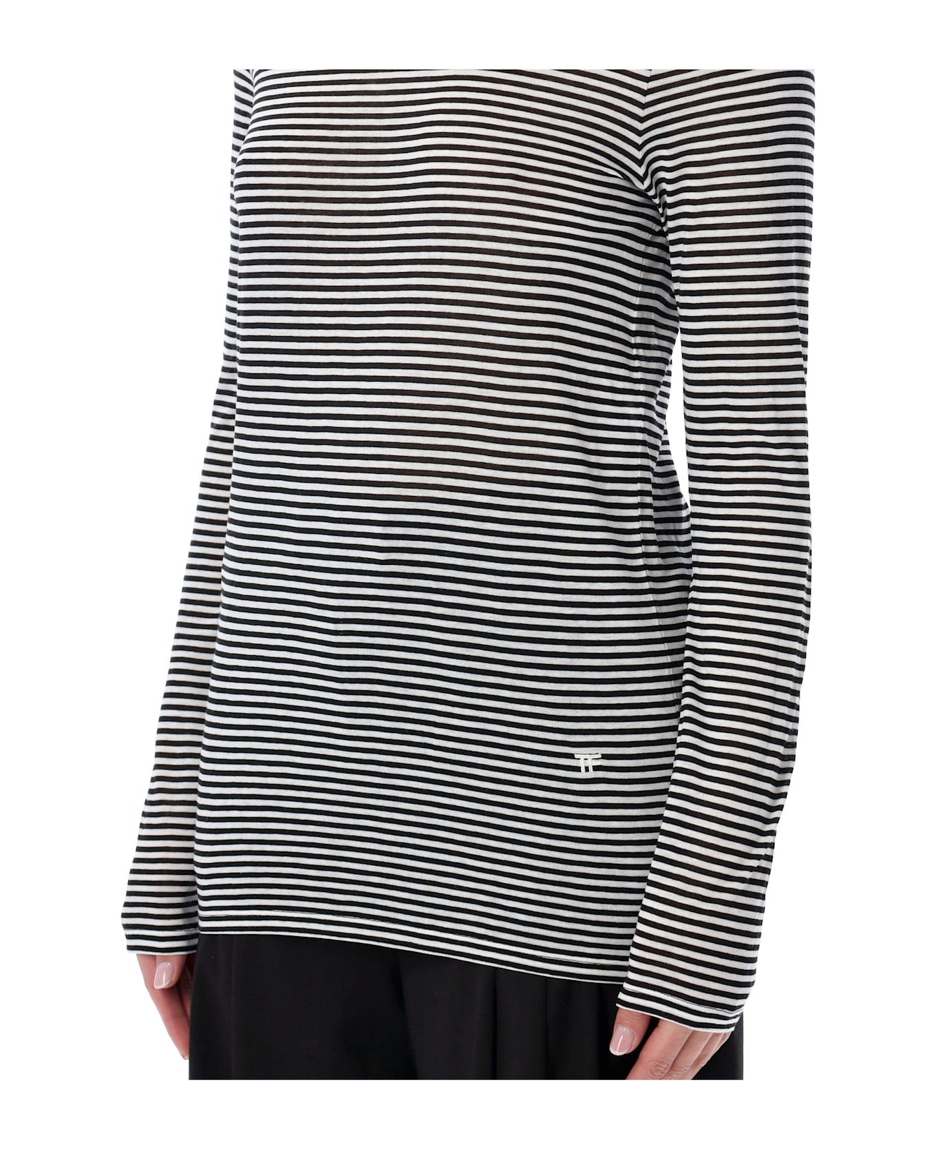 Tom Ford Striped Long-sleeve Viscose Top - BLACK WHITE STRIPES
