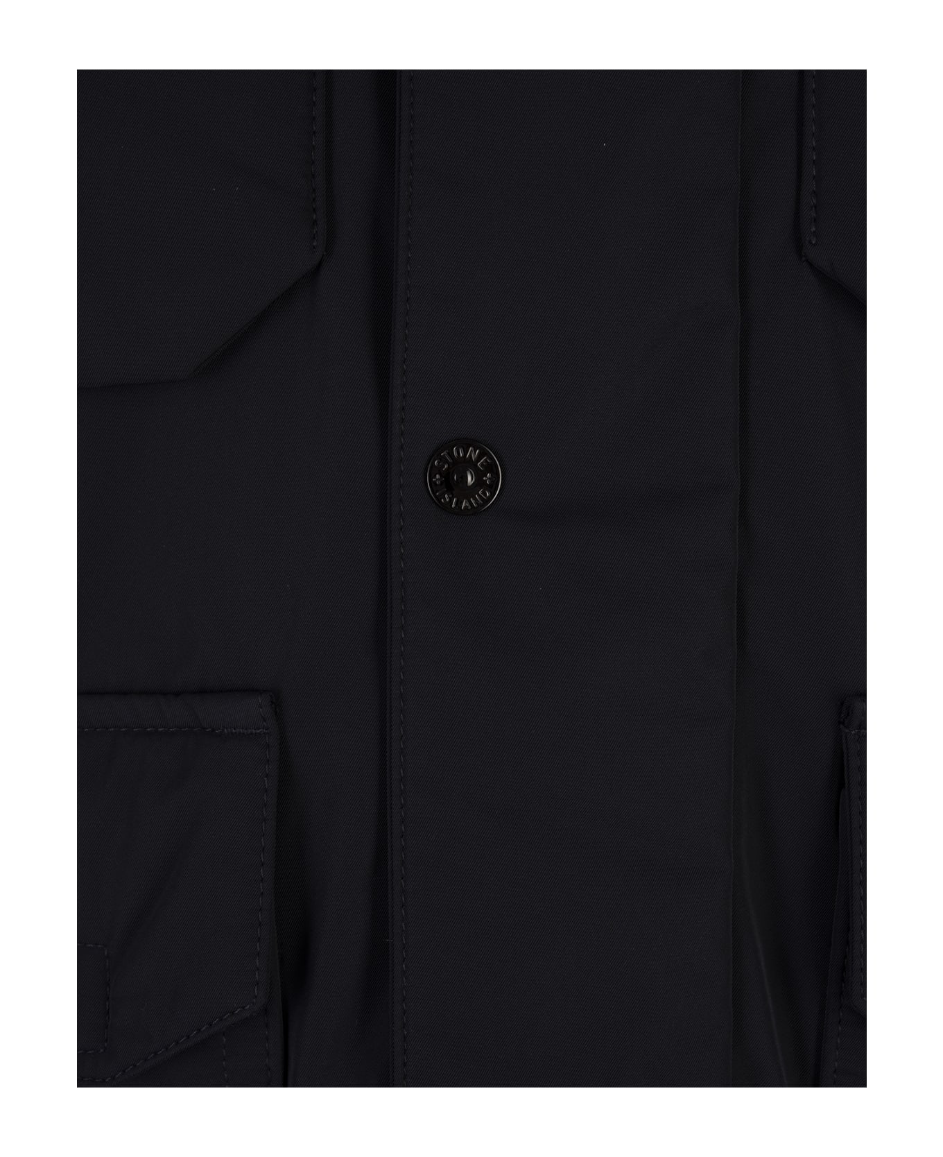 Stone Island Navy Blue Field Jacket In Micro Twill - Blue