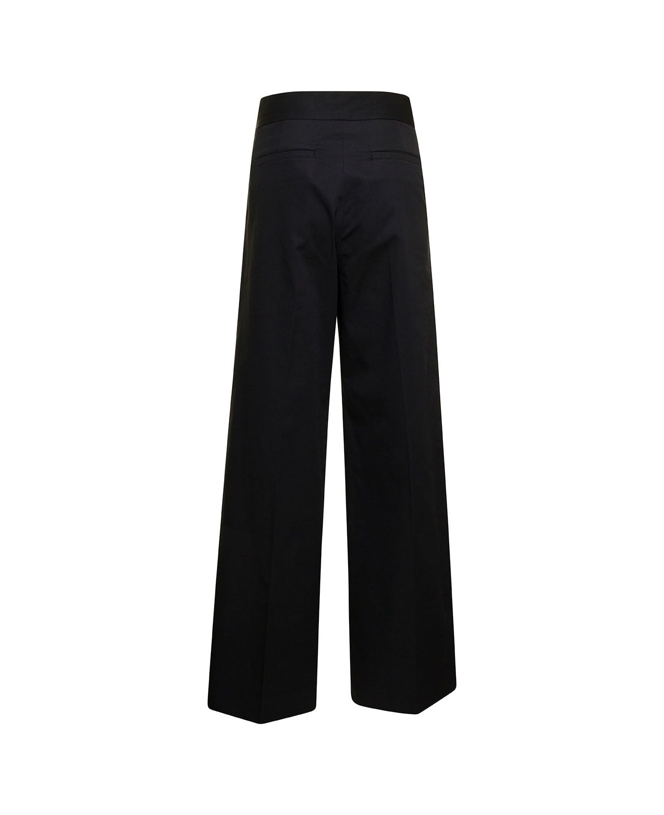 Maison Kitsuné Black Loose Pants With Concealed Closure In Cotton Woman - Black