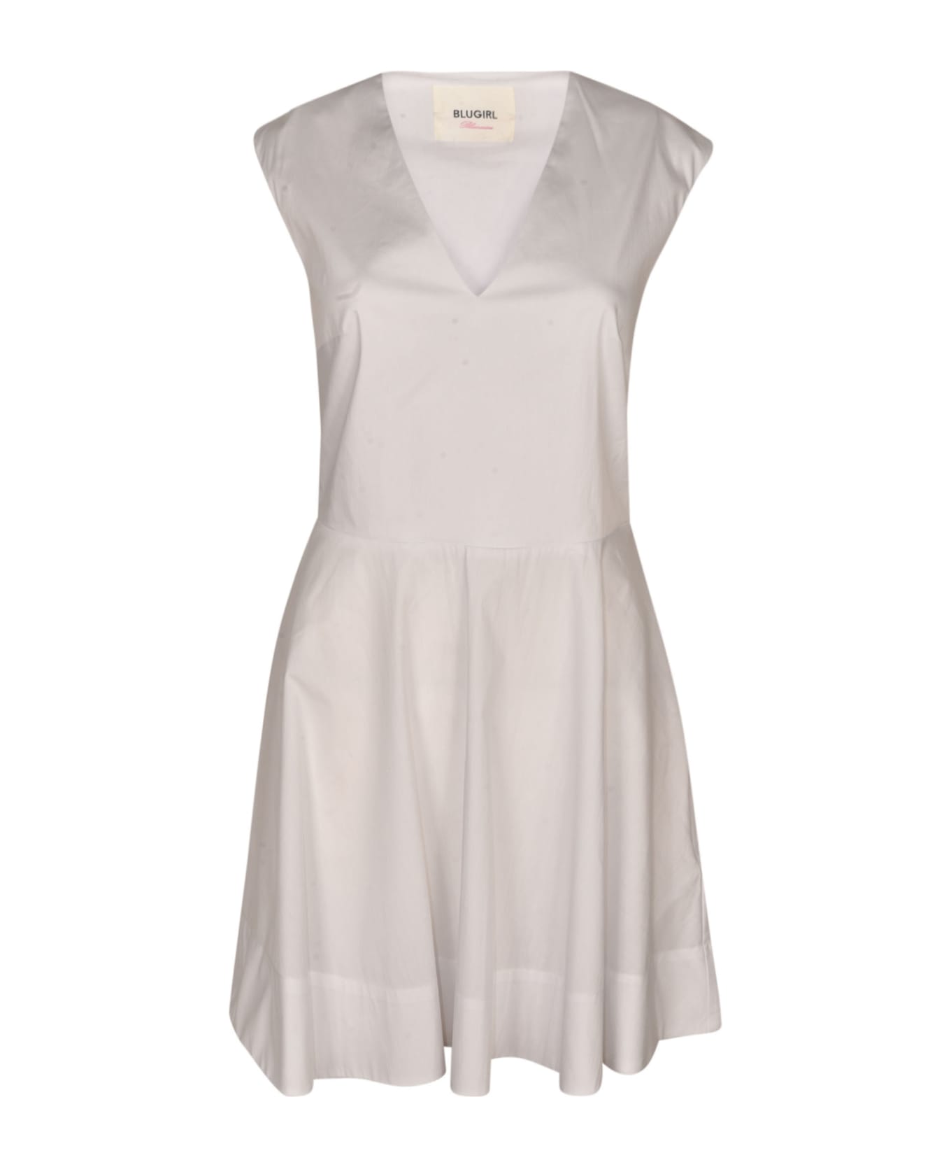 Blugirl V-neck Sleeveless Flare Dress - White