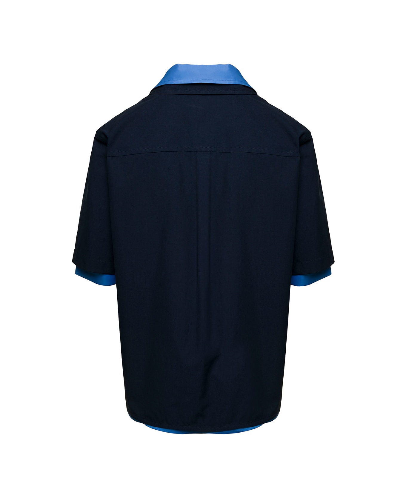 Bottega Veneta Double Layer Shirt With Short Sleeves - Blu