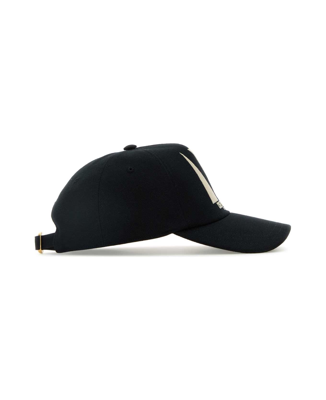 Valentino Garavani Black Cotton Baseball Cap - NEROBURRO