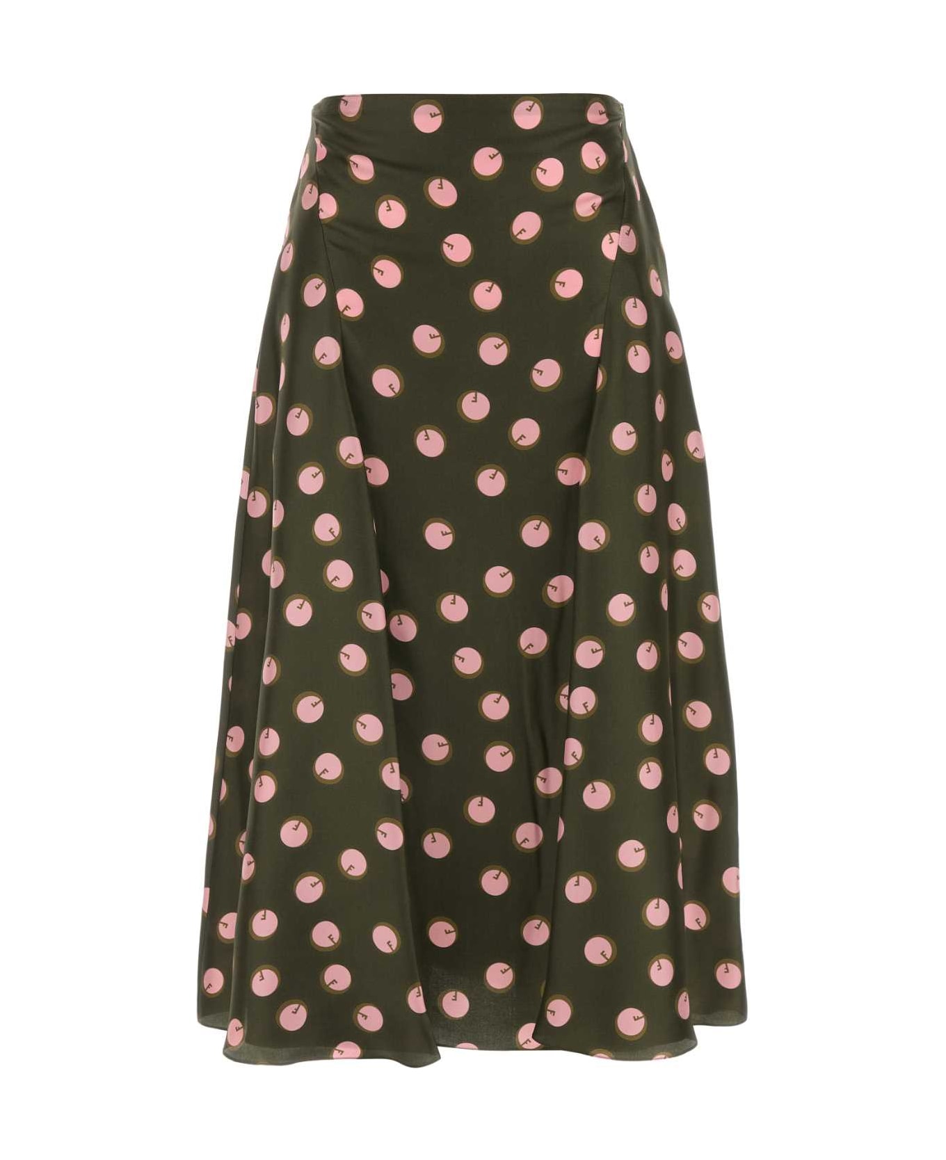 Fendi Printed Silk Skirt - DARKGREENZEPHIR