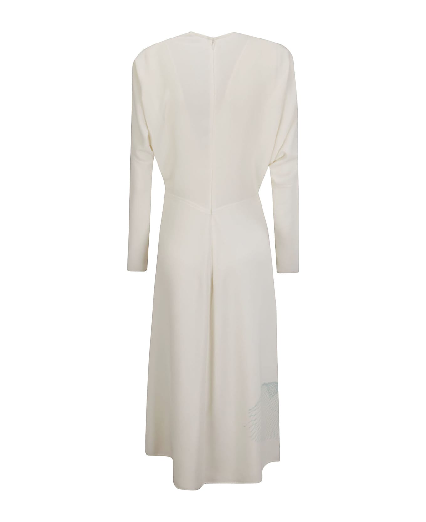 Victoria Beckham Long Sleeve Dolman Midi Dress - CONTORTED NET - WHITE/VPR BLUE
