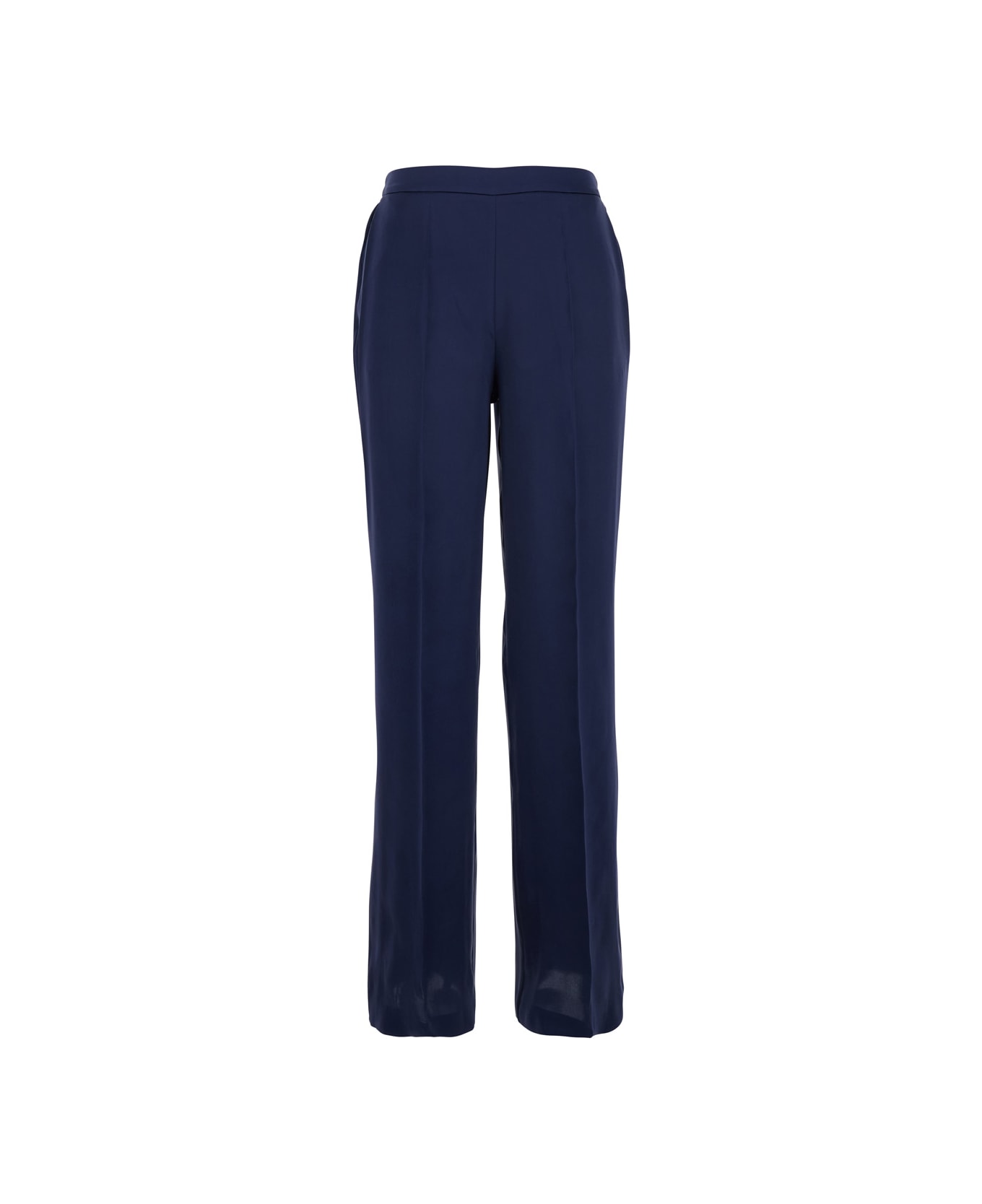 Momonì 
blocos
 Dark Blue Trousers With Elastic Waist In Silk Woman - Blu