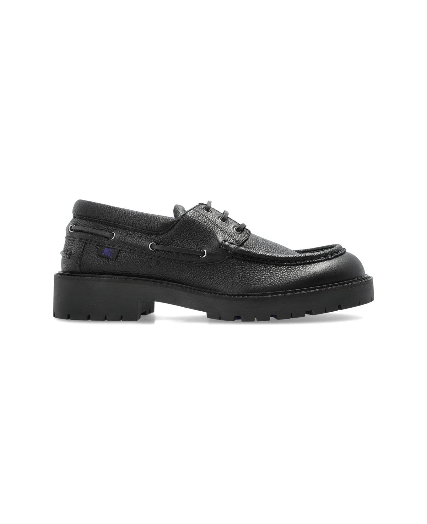Burberry Raft Lace-up Boat Shoes - BLACK