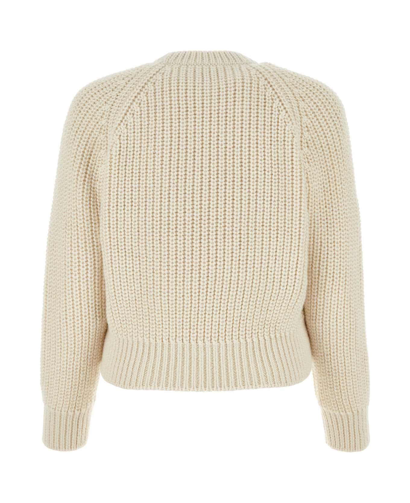 Prada Ivory Shearling And Alpaca Sweater - BIANCO