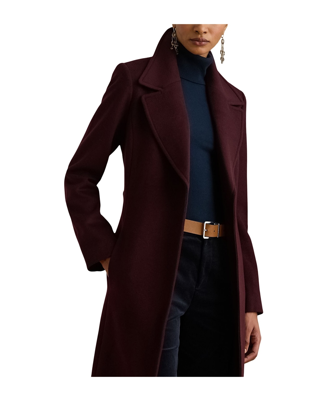 Ralph Lauren Wool Wrp 42 Lined Coat - Pinot Noir