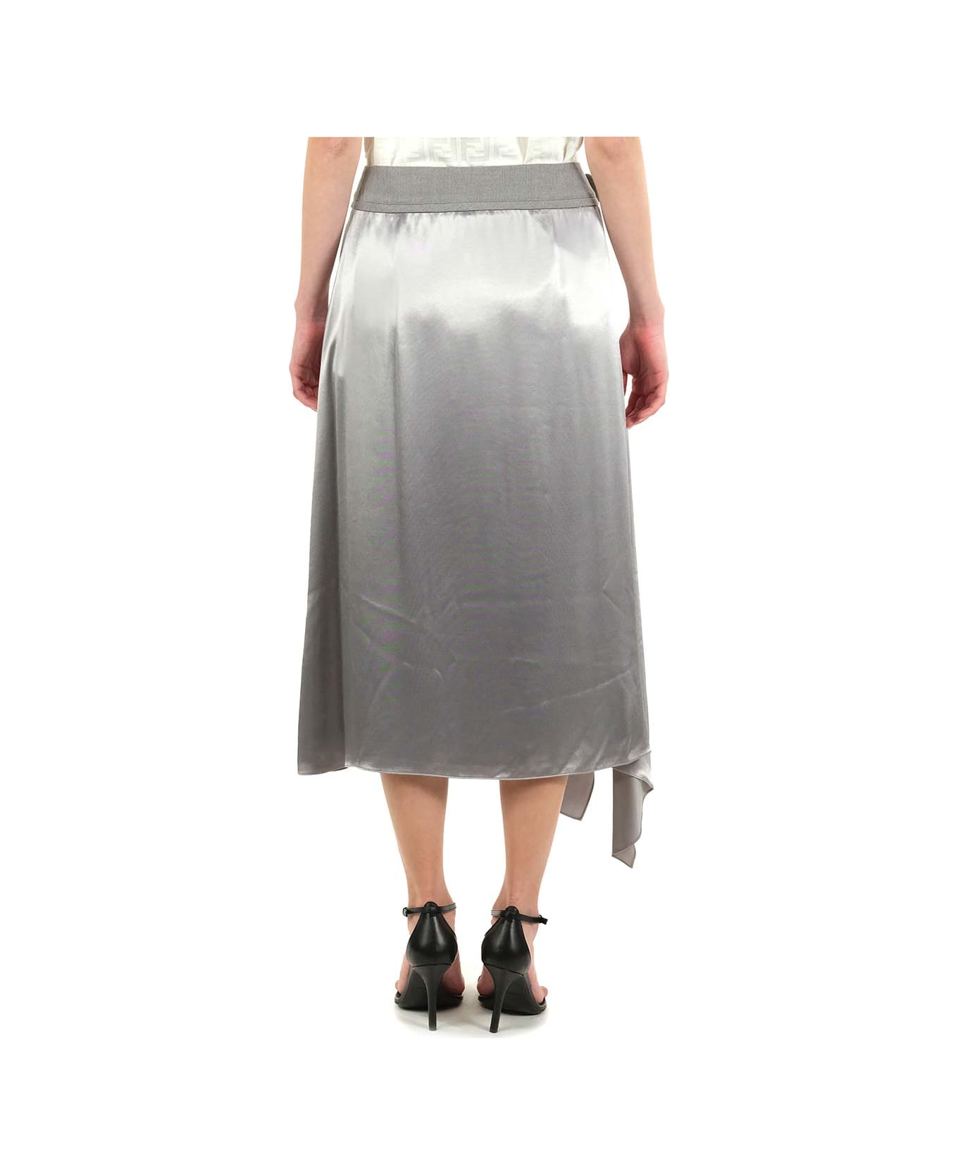 Fendi Viscose Satin Draped Skirt - Rtu Grey