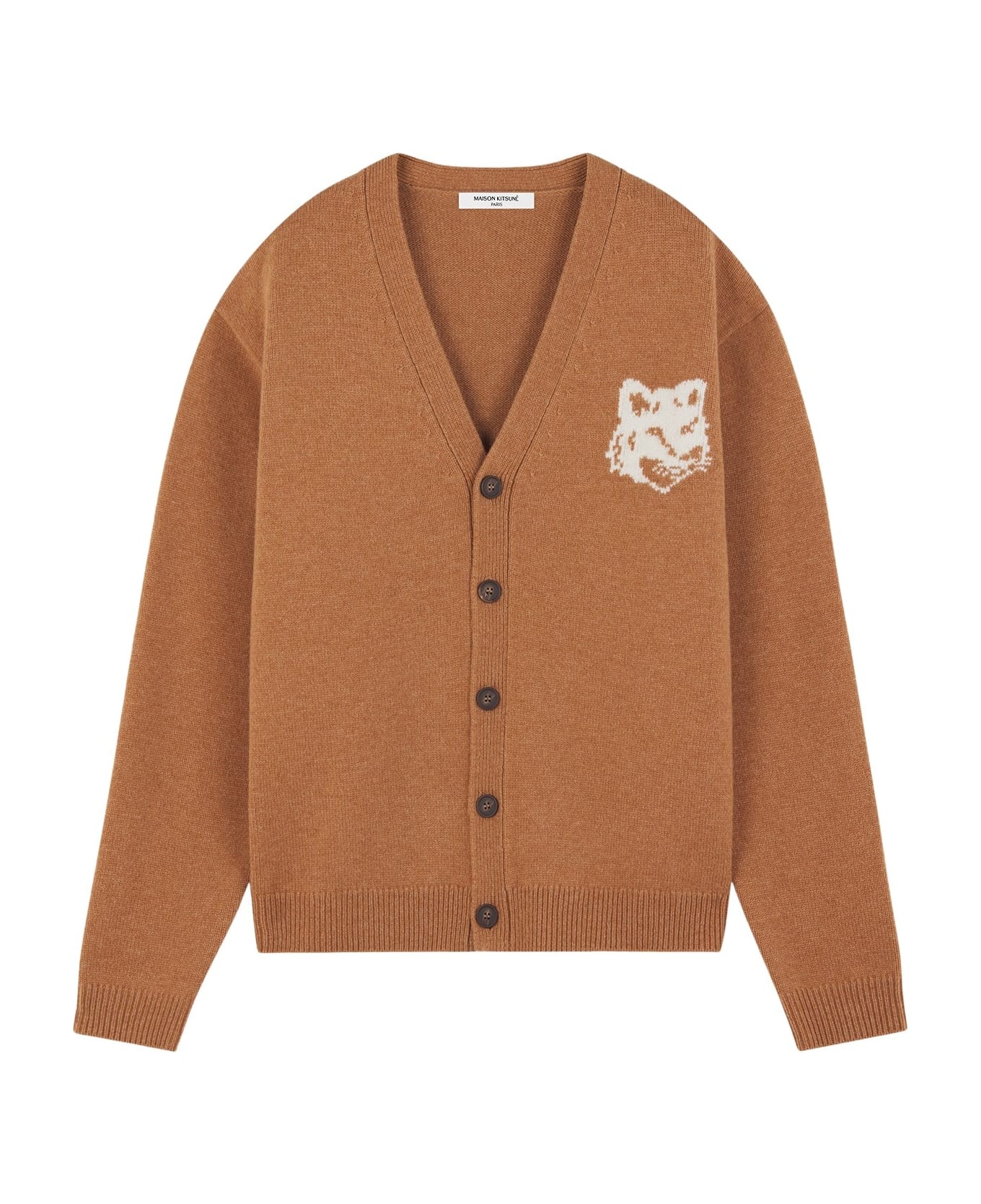 Maison Kitsuné Fox Head Intarsia Comfort Cardigan - Sequoia