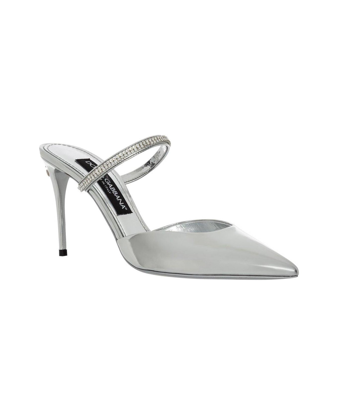 Dolce & Gabbana Embellished Pointed-toe Mules - Silver