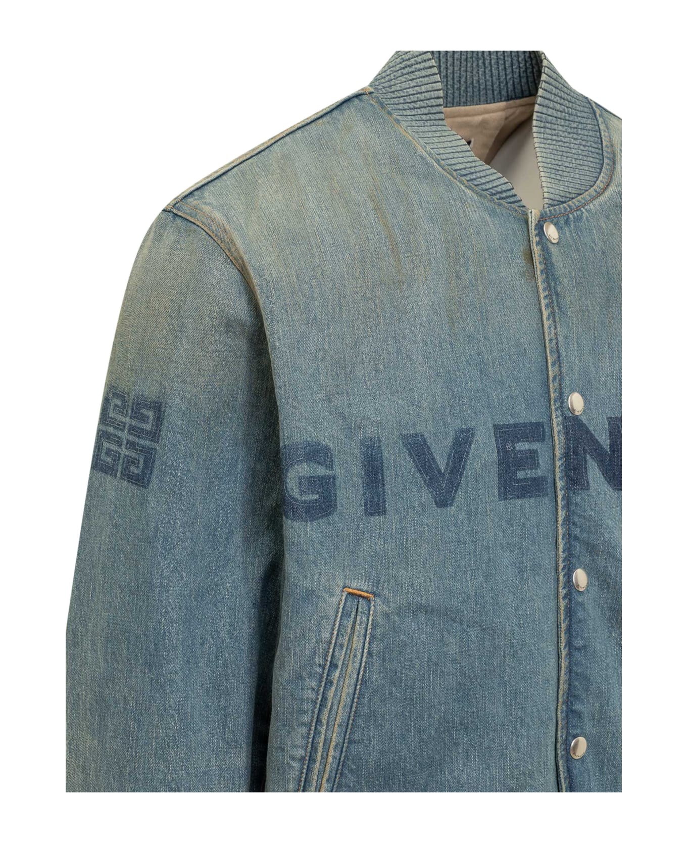 Givenchy Denim Jacket With Logo - Blue