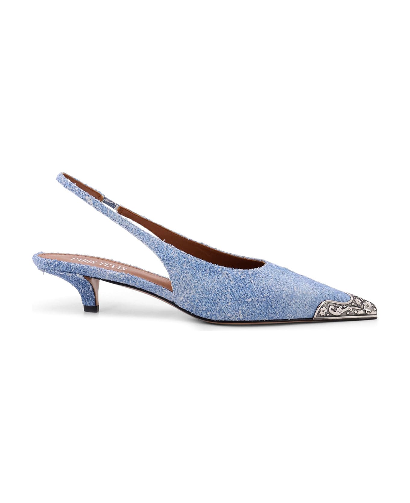 Paris Texas Denim Slingback With Metal Toe - Blue